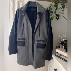 Genuine leather and wool jacket
